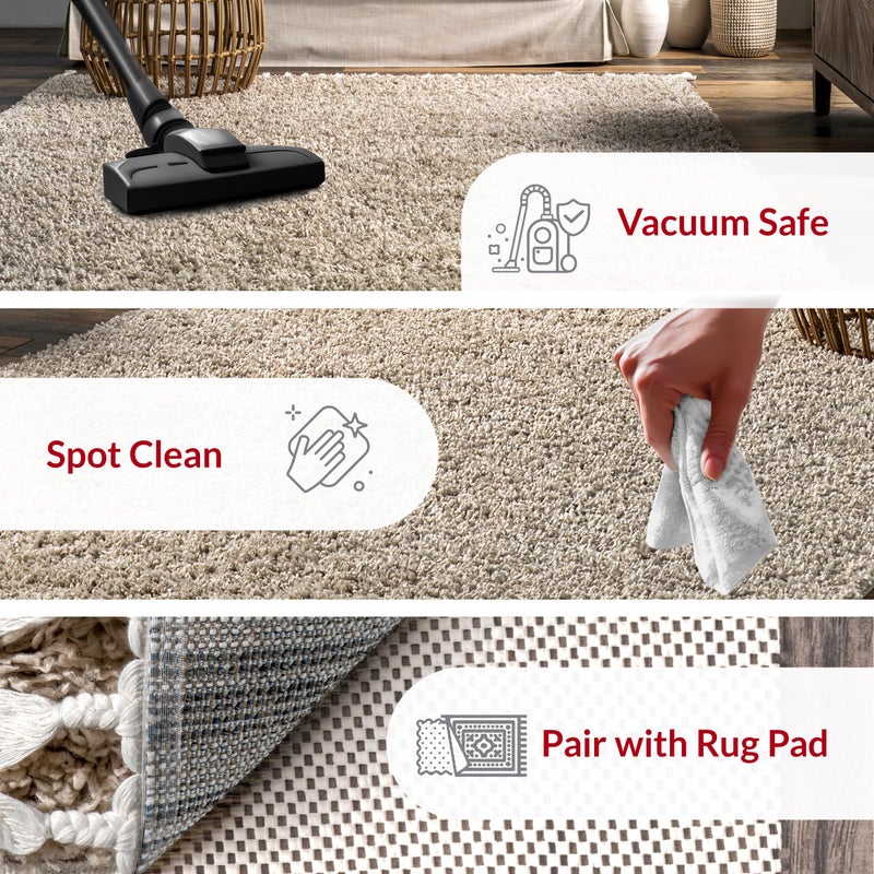 Nuloom Neva Beige/Ivory, 3' x 5', Modern, Shag, Tasseled, Soft and Cozy, High Traffic, Stain Resistant, Easy Clean, Durable Area Rug for Bedroom, Living Room, Dining Space, Den, Foyer, Entryway - Image 2